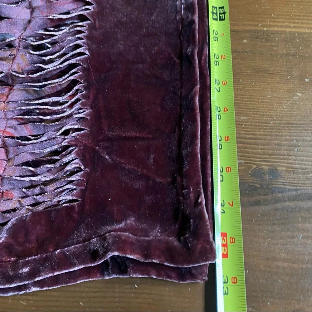 Unbranded Artsy Smoky Mauve Silk Velvet Scarf Burn-Out Abstract Bohemian 12”x66”